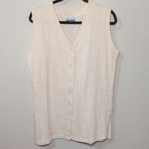 Live Wire Vintage Cream Lace Vest 100% Cotton Cottagecore Boho Women's Size 22